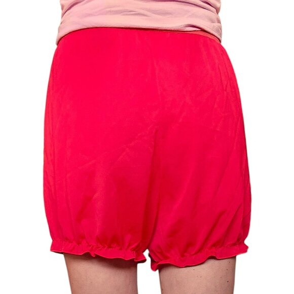 VTG 60s Red Nylon Bloomers Pinup Sissy Size M To L Ruffle Leg‎ Lingerie Shorts - Picture 3 of 11